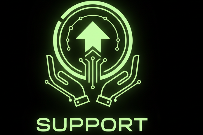 simbulo de supporte verde futurista com fundo preto