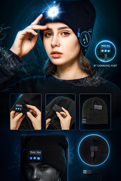 Bluetooth Music Led Beanie Hat with Light for Women Men Outdoor