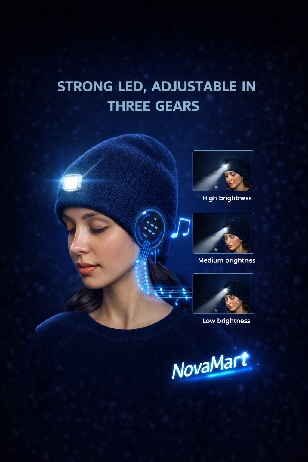 Bluetooth Music Led Beanie Hat with Light for Women Men Outdoor