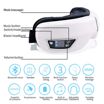 6D Smart Eye Massager Vibration Airbag Compress Eye Care Instrument